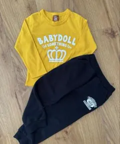 BABYDOLL 黄色ロンT、黒スウェットパンツセット　長袖 ズボン