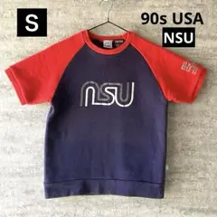 NSU【90s 古着 USA】半袖　スウェット　トレーナー　裏起毛　アメカジ