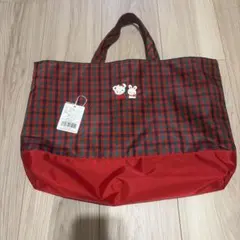 ファミリア　赤チェック　レッスンバッグ