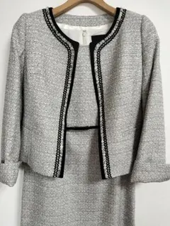 美品❗【UNTITLED】グレーとブラックのツイード セレモニーワンピーススーツ