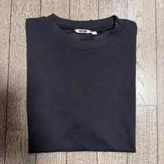 ユニクロ　エアリズムコットンオーバーサイズTシャツ/5分袖 ブラック　メンズ