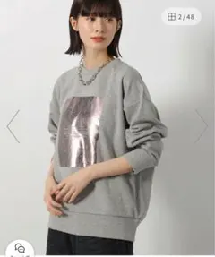 【本日限定価格】LAKOLE 箔プリント裏起毛プルオーバー グレー