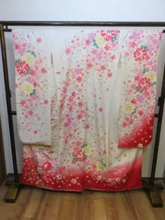成人式 振袖・長襦袢 2点セット（白地／ピンク／花柄／ハート）※新品 