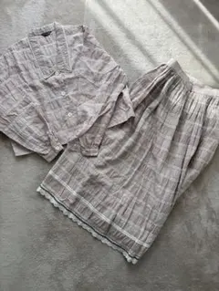 【24時間以内発送！】チェック柄ストライプ スカートセットアップ ベージュ 白