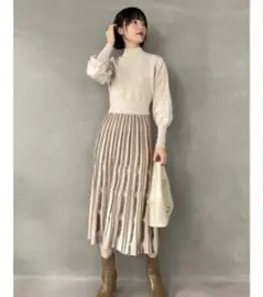 LAGUNAMOON ラメデザインニットワンピース　アイボリー Mサイズ