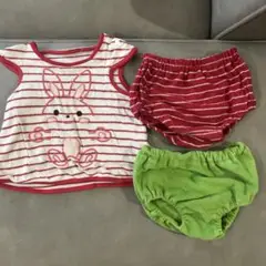 ウサギ ボーダー タオル生地 パンツ セット