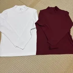 リブ編みタートルネック長袖Tシャツ2色セット