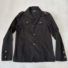 Y2K archive black military denim jacket