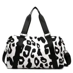 ボストンバッグ ショルダーバッグ トラベルバッグ ヒョウ柄 黒 旅行 高見え