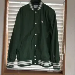 Champion スタジャン ナイロンジャケット グリーン