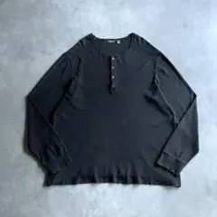 00s USA black henry neck thermal tee XL