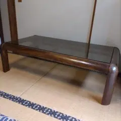 木製ガラストップセンターテーブル
