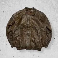 ヴィンテージ本革リアルレザーボンバージャケットA2ブラウン茶ワークUSA古着XL