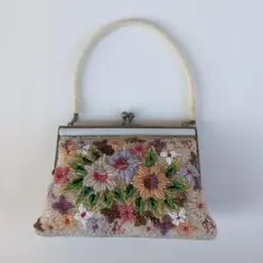 ビーズ刺繍 花柄 パーティーバッグ