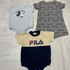 ベビー ロンパース 3点セット ミッキー FILA 車柄 80センチ