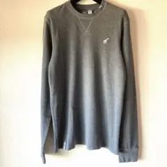 メンズ 長袖カットソー ワッフル グレー Lサイズ