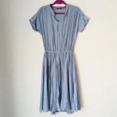 アーバンリサーチロッソ ロングワンピース ブルーグレー フレンチスリーブ 半袖