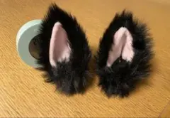 猫耳ヘアクリップ 黒とピンク