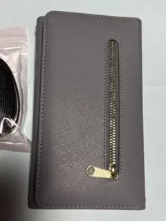 iPhone16 手帳型ケース YKKファスナー付き　ショルダータイプ紐付き