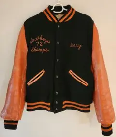 USA製60s70s Varsi-jacヴィンテージスタジャン 袖オレンジレザー