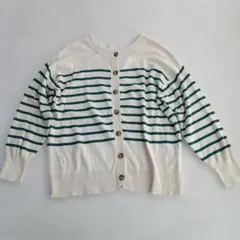 ストライプデザイン長袖カーディガン