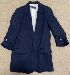 完売商品 ZARA リネンジャケット ネイビー ＸＳ