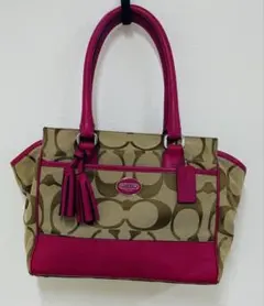 COACH コーチ シグネチャー ハンドバッグ ピンクのサムネイル
