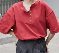 【anyway.シリーズ】ヘンリーネック 半袖Tシャツ