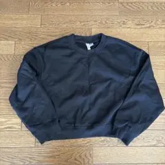 新品　H&M Lサイズ　クロップドスウェット　ブラック　裏起毛　タグなし