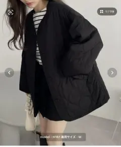 【新品タグ付】andme オーバーサイズノーカラーキルティングジャケット現在完売