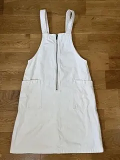 ホワイトジッパー付きオーバーオール