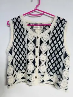 パンプキンポー ベスト ネイビー×ホワイト Mサイズ