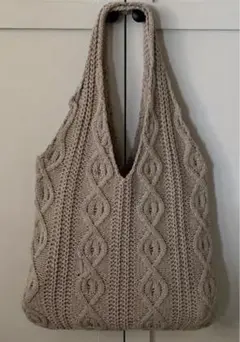 ラスト1点❤️ニットブックトートバック⭐️グレーベージュ