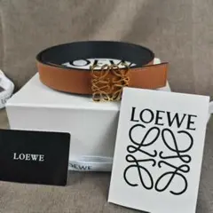 【超美品】LOEWE ブラウンレザーベルト Lロゴ金具付き 超美品】LOEWE ブラウンレザーベルト Lロゴ金具付き ロゴレザー