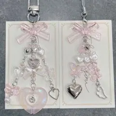 ビーズキーホルダー y2k 韓国 pink ♡ No.389
