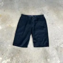 90s ラルフローレン 黒 ワイドパンツ コットン ブラック ショートパンツ