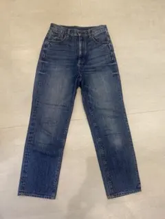 【GU】ハイウエスト ダークブルー ストレートデニム