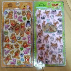 【正規品】プチドロップステッカーDisney プーさんとバンビ2点セット