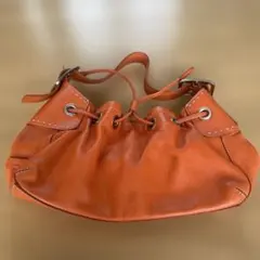 Cole haanオレンジ レザー ハンドバッグ