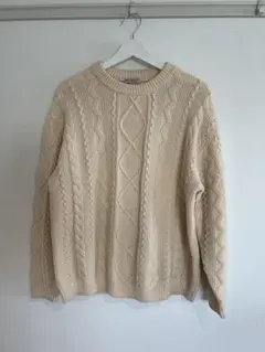 BEAUTY&YOUTH ケーブルニットセーター オフホワイト