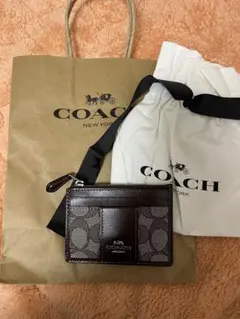新品　COACH ブラウンレザー カードケース