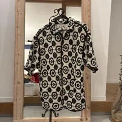 ZARA クロシェ編み 半袖シャツ ブラック×ホワイトのサムネイル