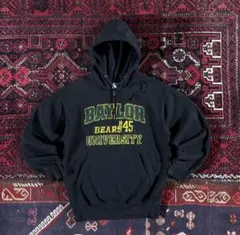 USA古着 カレッジロゴ ハーフジップ パーカー ブラック S