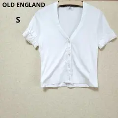OLD ENGLAND カーディガン 半袖 Vネック フリル コットン100%