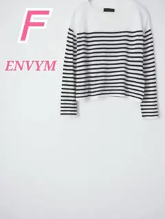 ENVYM アンビー 長袖 ボーダー クロップド丈 トップス ブラック ホワイトのサムネイル
