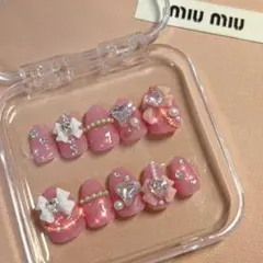 ‪‪❤︎‬現品‪‪❤︎‬ ネイルチップ ガーリー リボン 量産型 地雷系 推しネイル