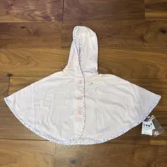 ミキハウス　フード付きピンクベビーポンチョ