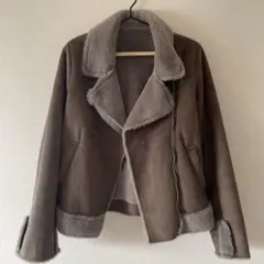 美品★フェイクレザー、ファーブルゾンM ブラウン y2k