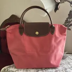 ロンシャン❣️ル・プリアージュ　ピンク ナイロン ハンドバッグ S
