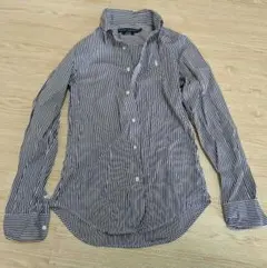 Ralph Lauren 長袖シャツ M 青と白ストライプ　XS 美品